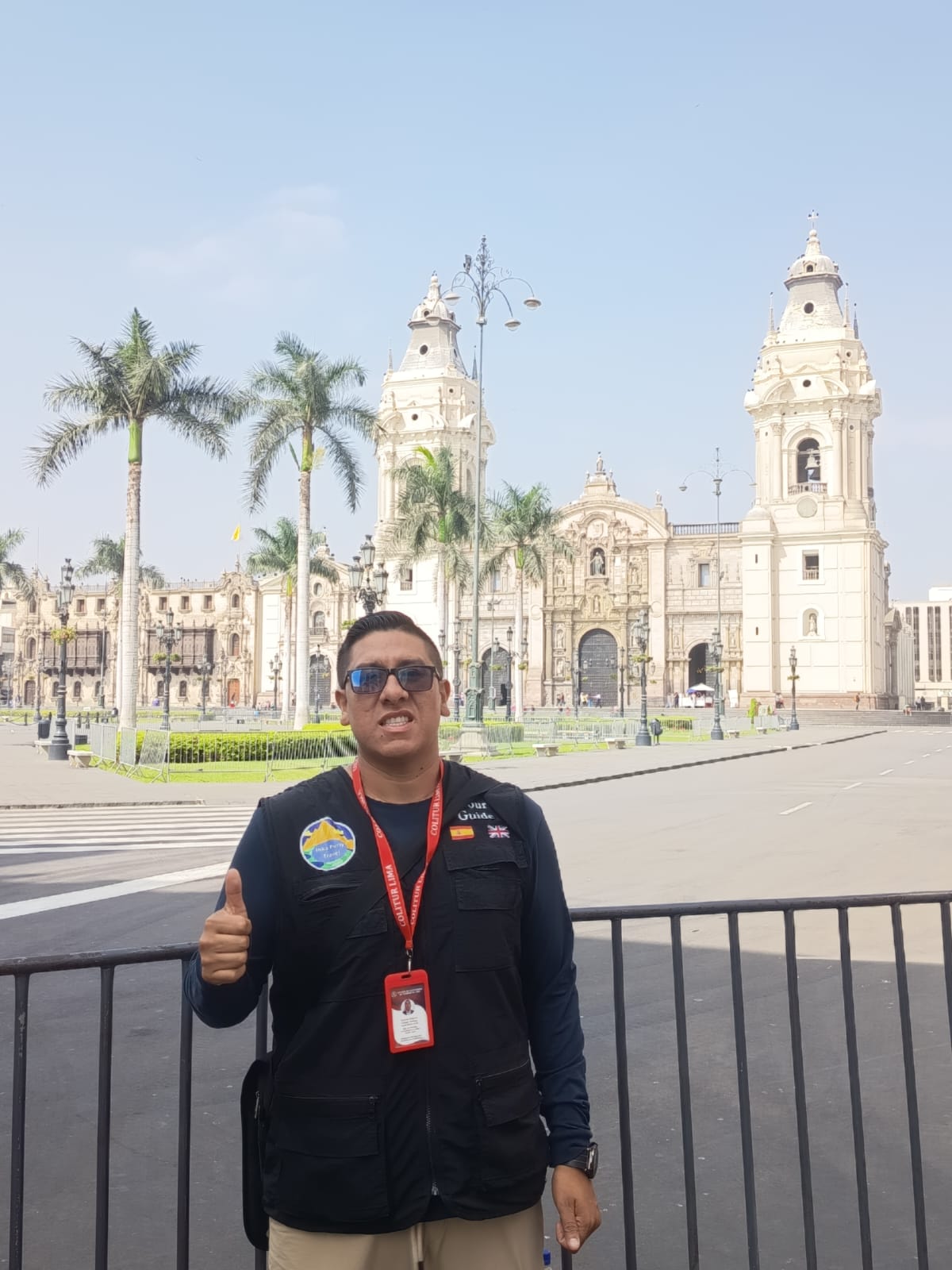 Cristian guide with tourists Lima Historic Center