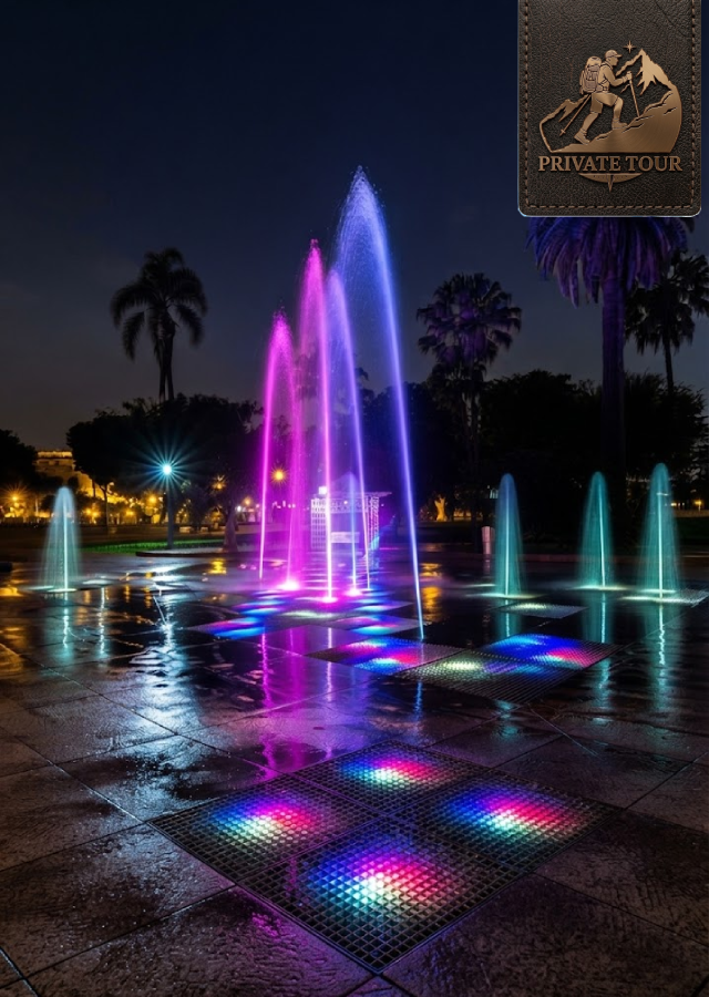 Illuminated fountains of the Magic Water Circuit in Lima
